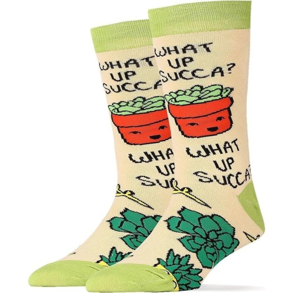 Men's Novelty Funny Crew Socks 'What up Succa?' Soft Combed Cotton - One Size